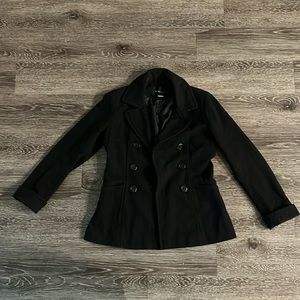 Moda International Women’s Pea Coat Black Wool Blend